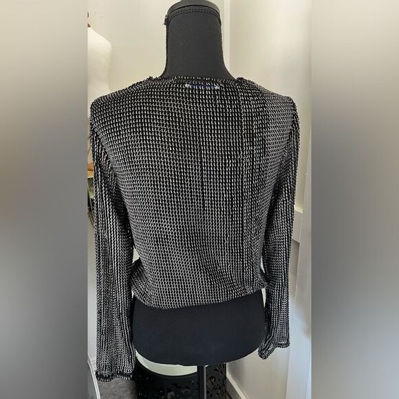 Zara Metallic Mesh Top Silver Small EUC - Picture 4 of 6